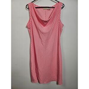 VTG Expressions 1990's Style Coral Checkered Sleeveless Midi Dress Size XL